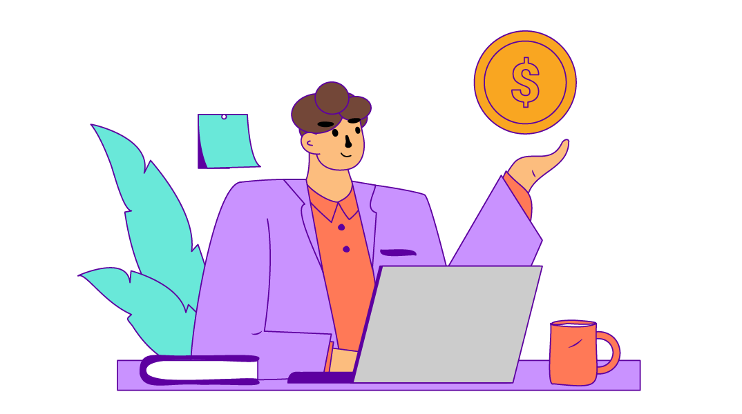 An Illustration of a person holding a large coin