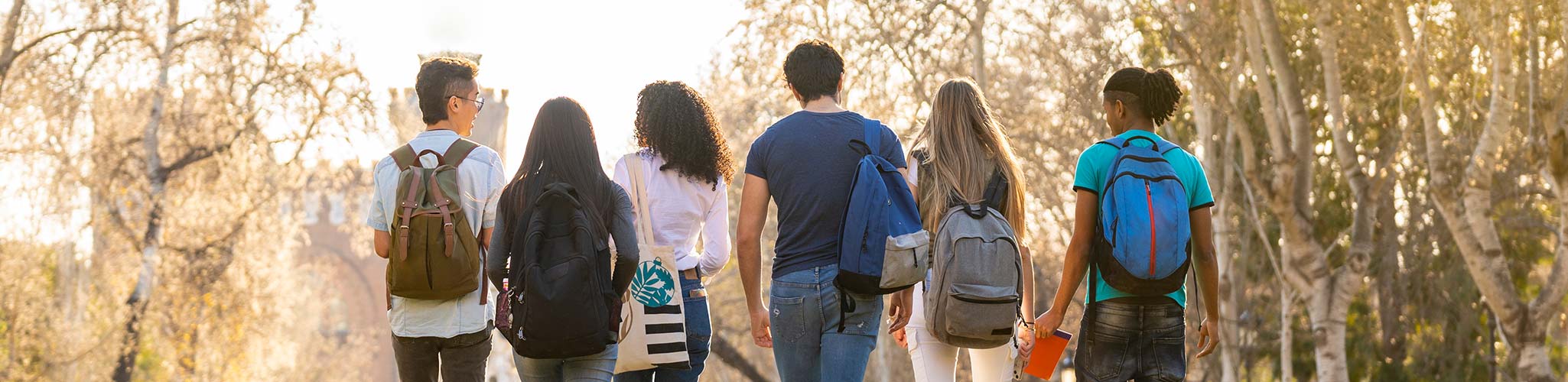 Group of students walking on campus