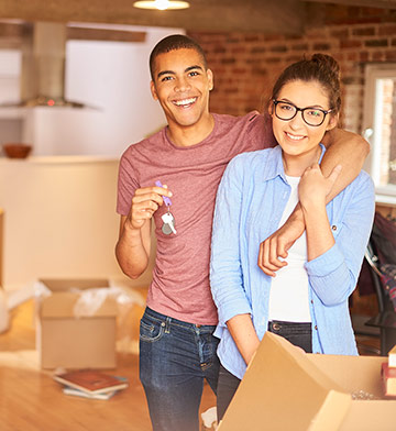 Young couple moving in