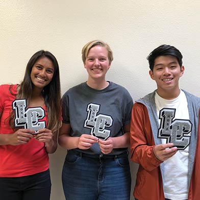 Sunward Teen Member Simran Bhardwaj and her HOSA Bowl team members, Hannah Smith and Leo Wang