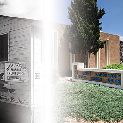 Image of original Kirtland branch and current branch building