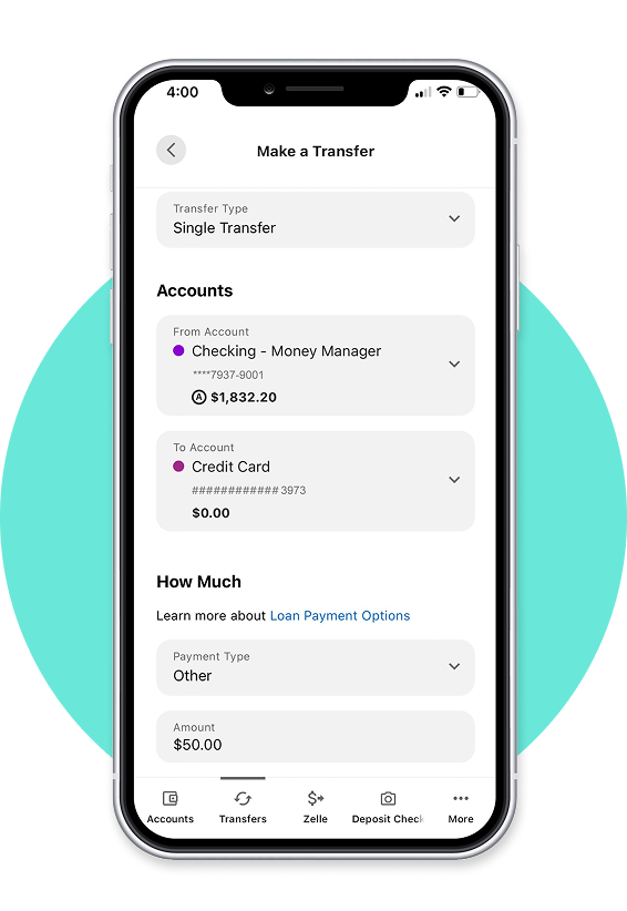 Setting up a transfer on the Sunward mobile app